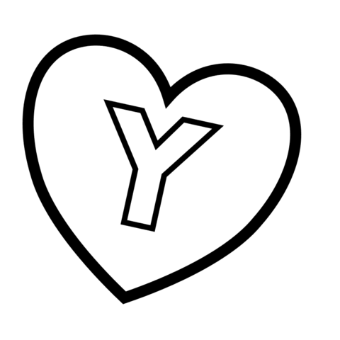 Letter Y In Heart Coloring Page